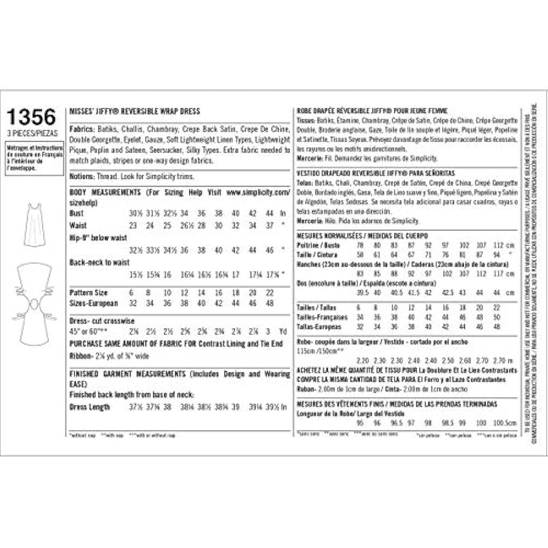 Simplicidad patrones de Creative 1356 Patrón Vintage