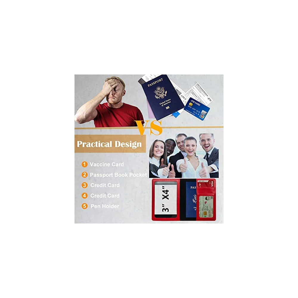 Porta Documentos y Tarjetas de piel sintética rojo