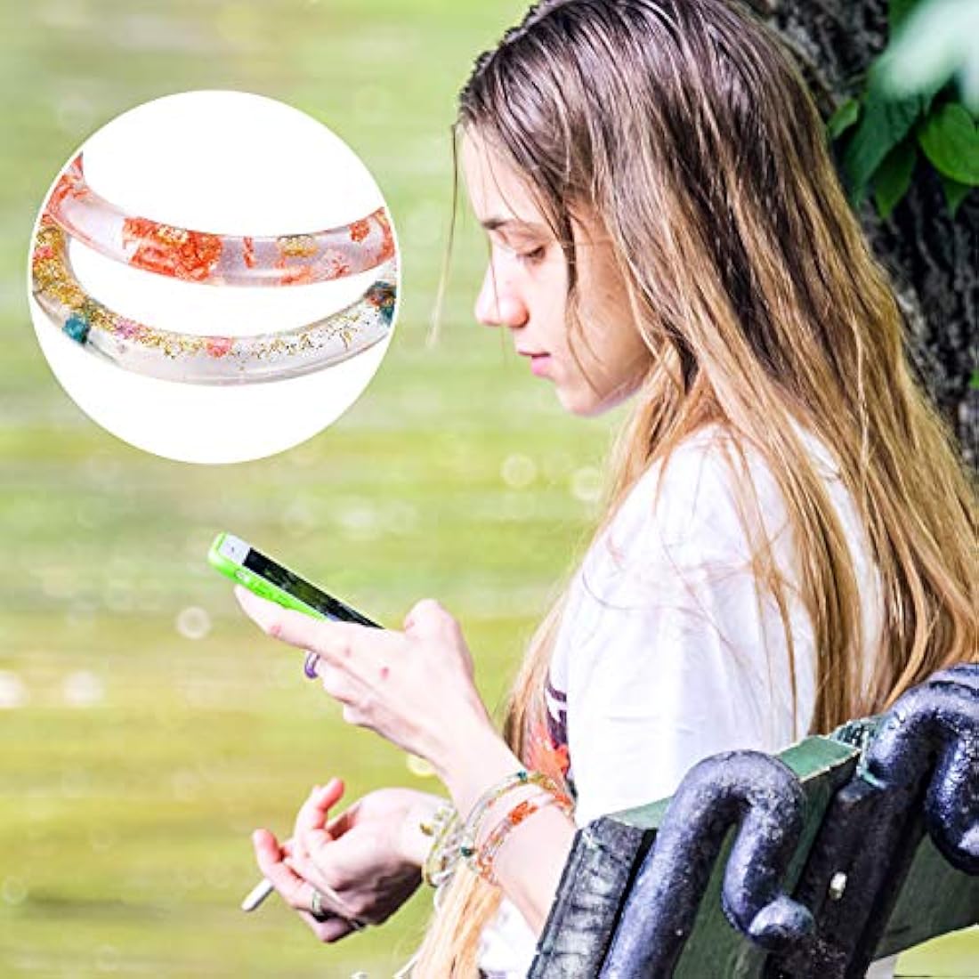 9 piezas de molde de silicona para pulsera y anillo, molde de resina de fundición redondo, molde de silicona para joyas, manualidades y suministros