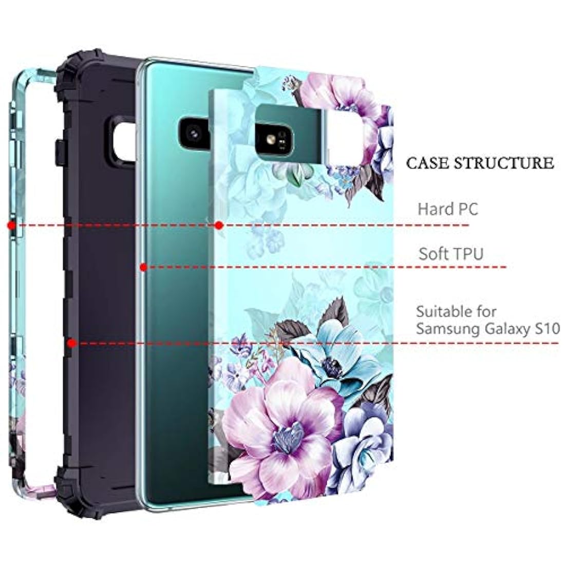 Casetego - Carcasa para Samsung Galaxy S10, diseño floral