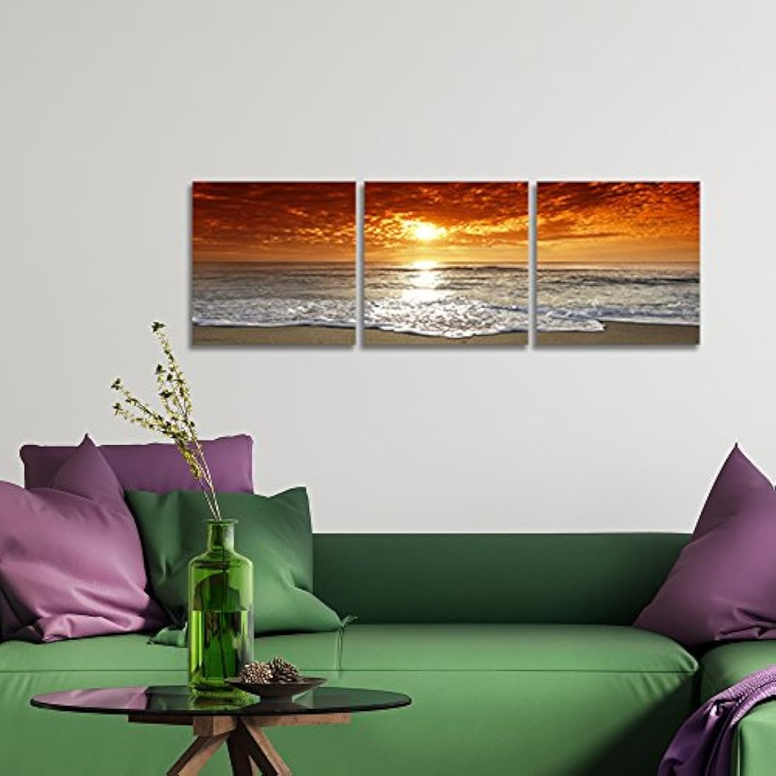 Pyradecor - 3 paneles Cuadros pinturas sobre lona Wall Art