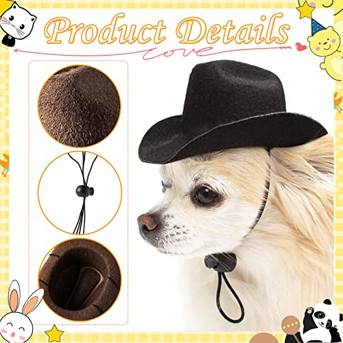 Pai Sence 5 sombreros de vaquero para perros pequeños, con ajuste ajustable, para cachorros y mascotas, gatos, disfraz occidental, accesorios de aseo