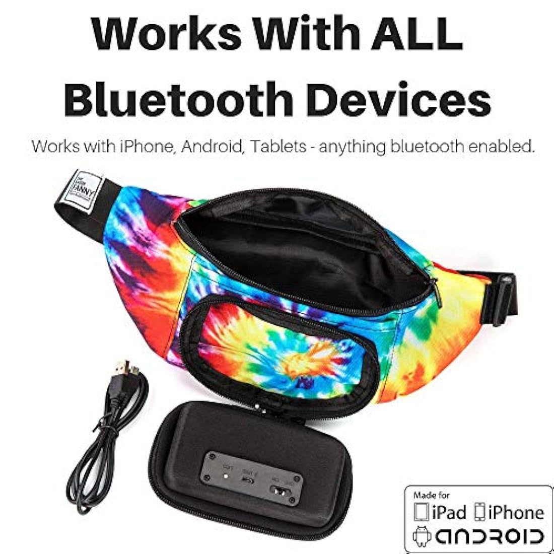 Bluetoooth Fannypack con altavoces + subwoofer, cable micro