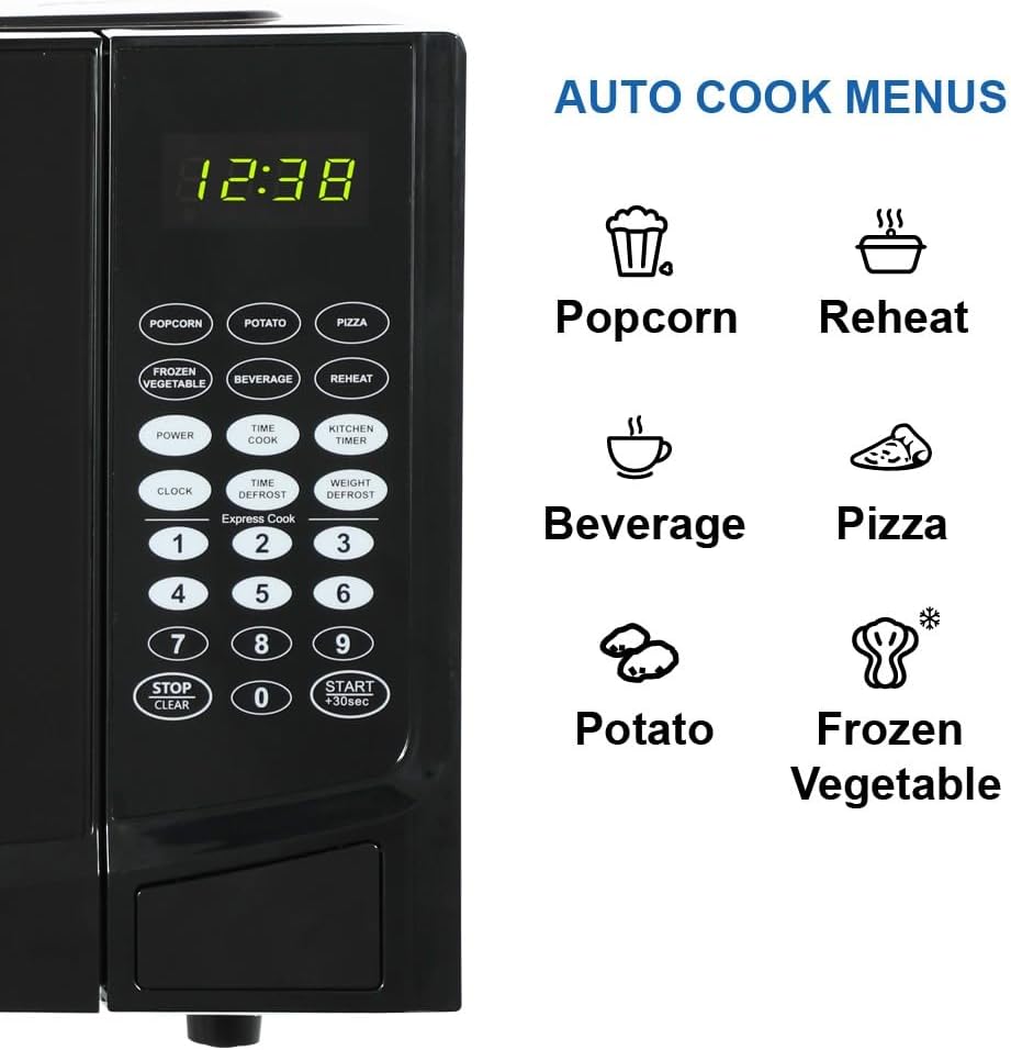 Horno Microondas Emerson MW9255B, 0.9 Cu ft, 900W, 6 Menús