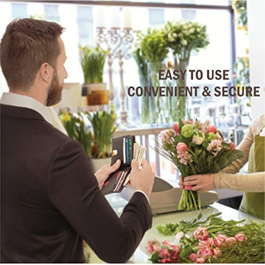 Billetera para hombres de cuero genuino suave vintage Marrón