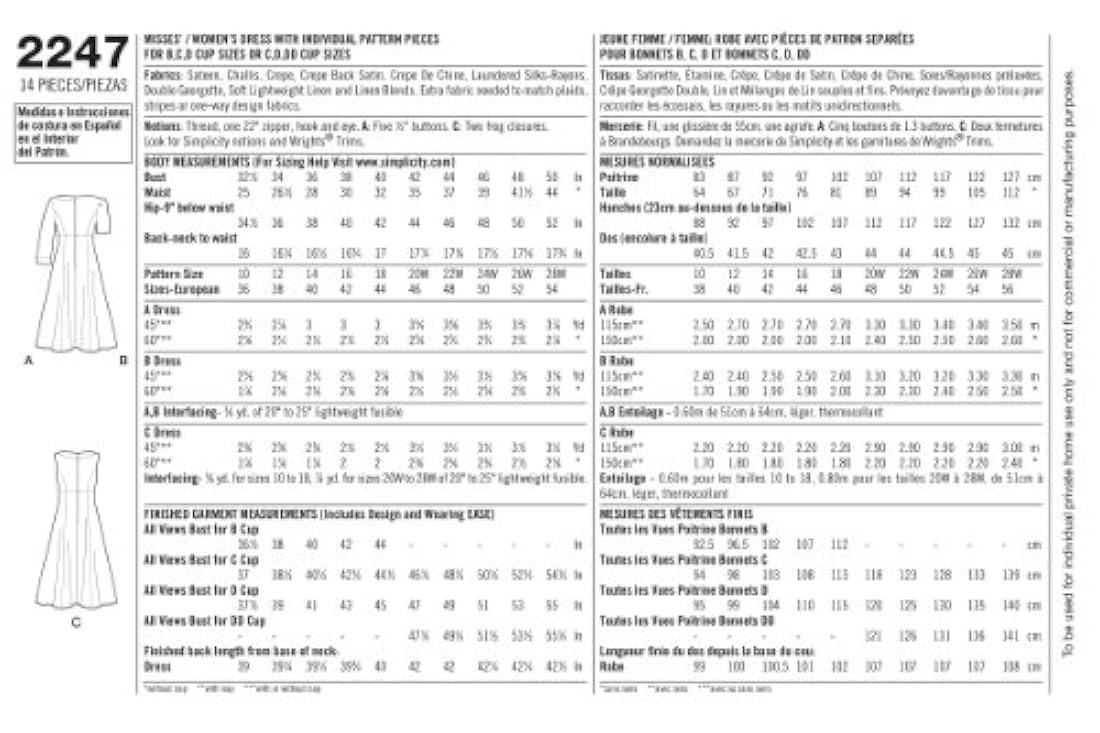 Patrones de mujer y Plus tamaño vestidos Simplicity 2247 –