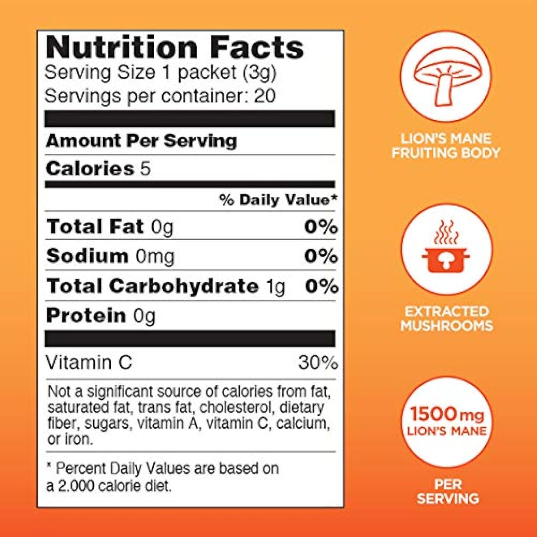 polvo de hongos Orgánicos Melena de León 20 sachet