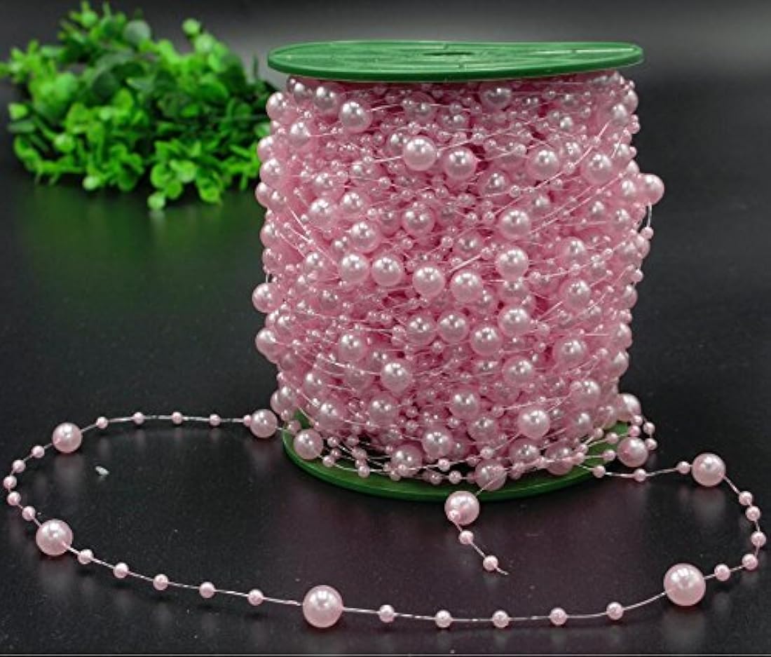 Guirnalda de perlas rosas para fiestas, bodas, ramo de novia
