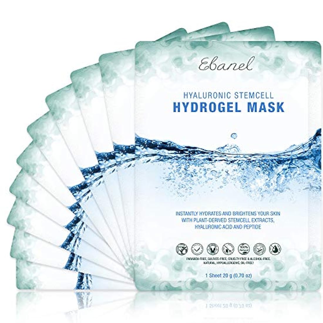 Paquete de 10 mascarillas de colágeno de hidrogel para cara