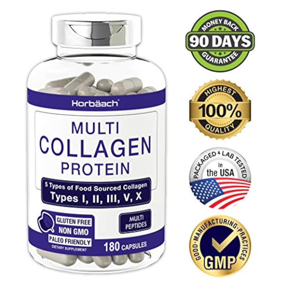 Horbaach -Cápsulas de proteína de colágeno(2000 mg, 180 uni)
