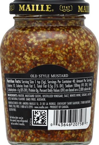 Mostaza Antiguo Maille, 7.3 oz, Sabor Tradicional, Frasco