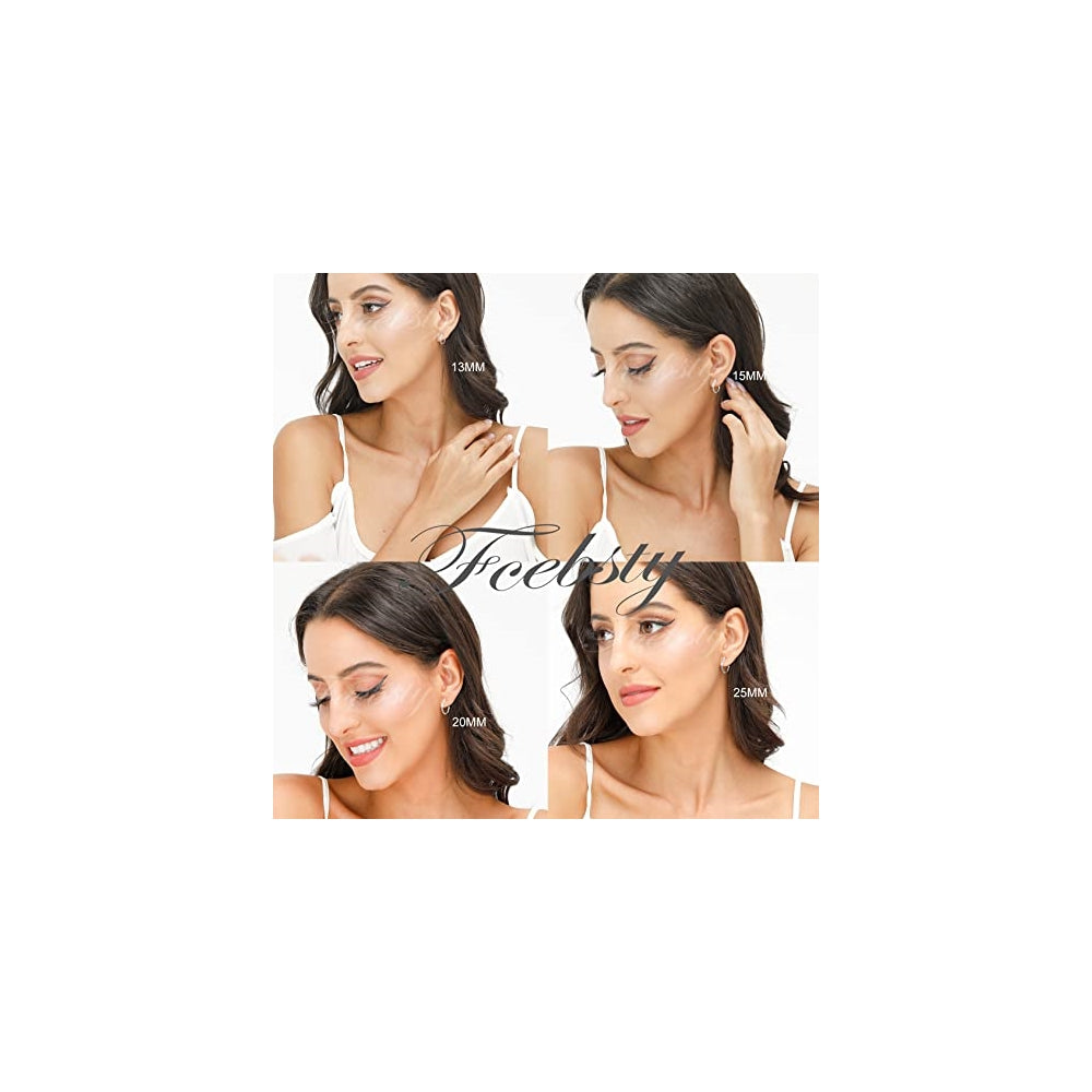 Aretes de aro chapados en oro blanco para mujeres 3 pares