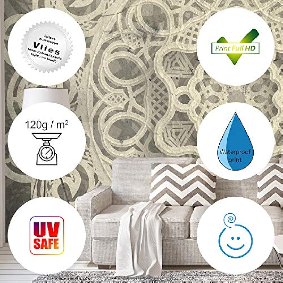 Mural de pared tela no tejida rojo ( 300x210cm/118x83)