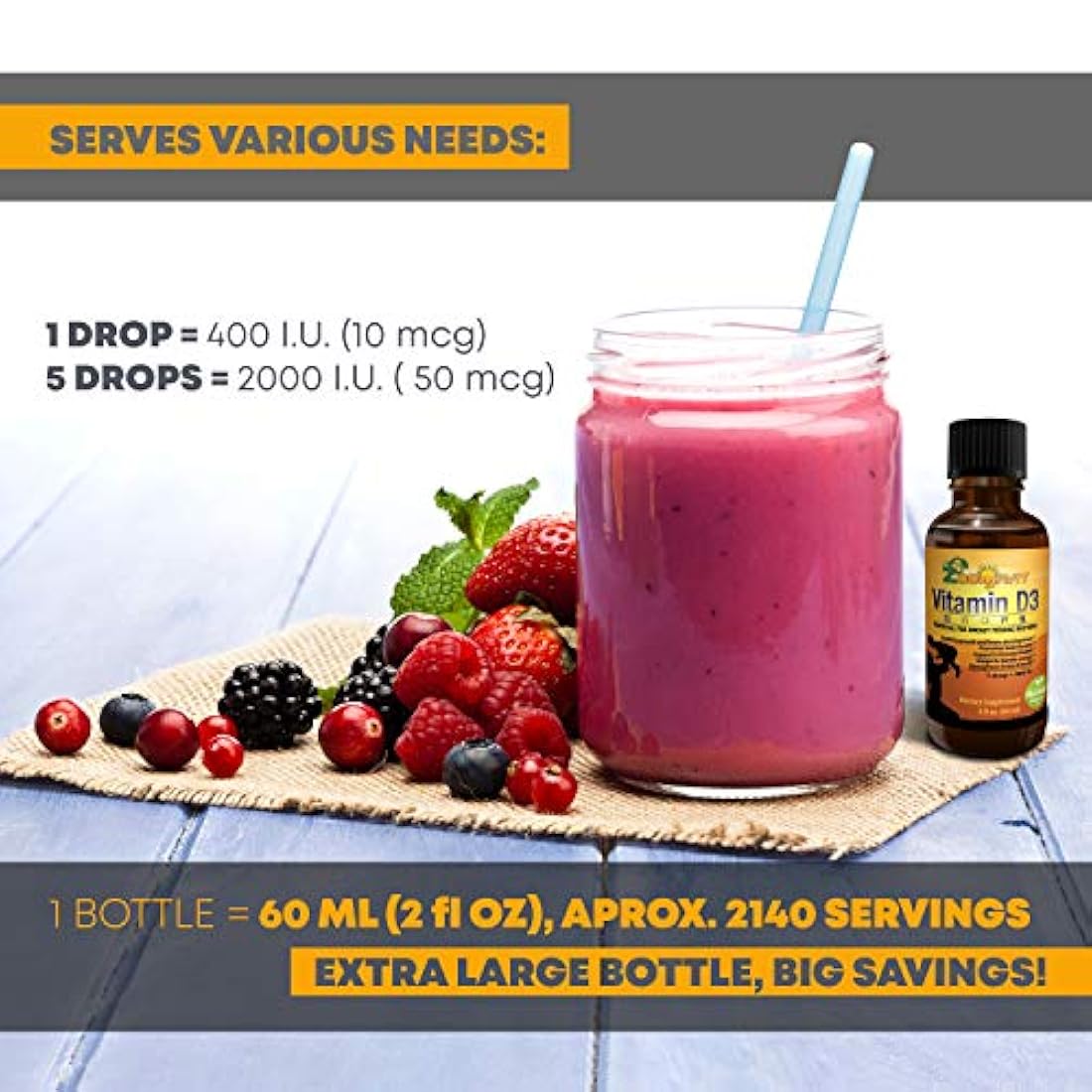 Gotas líquidas de vitamina D3 para bebés - Vitamina líquida