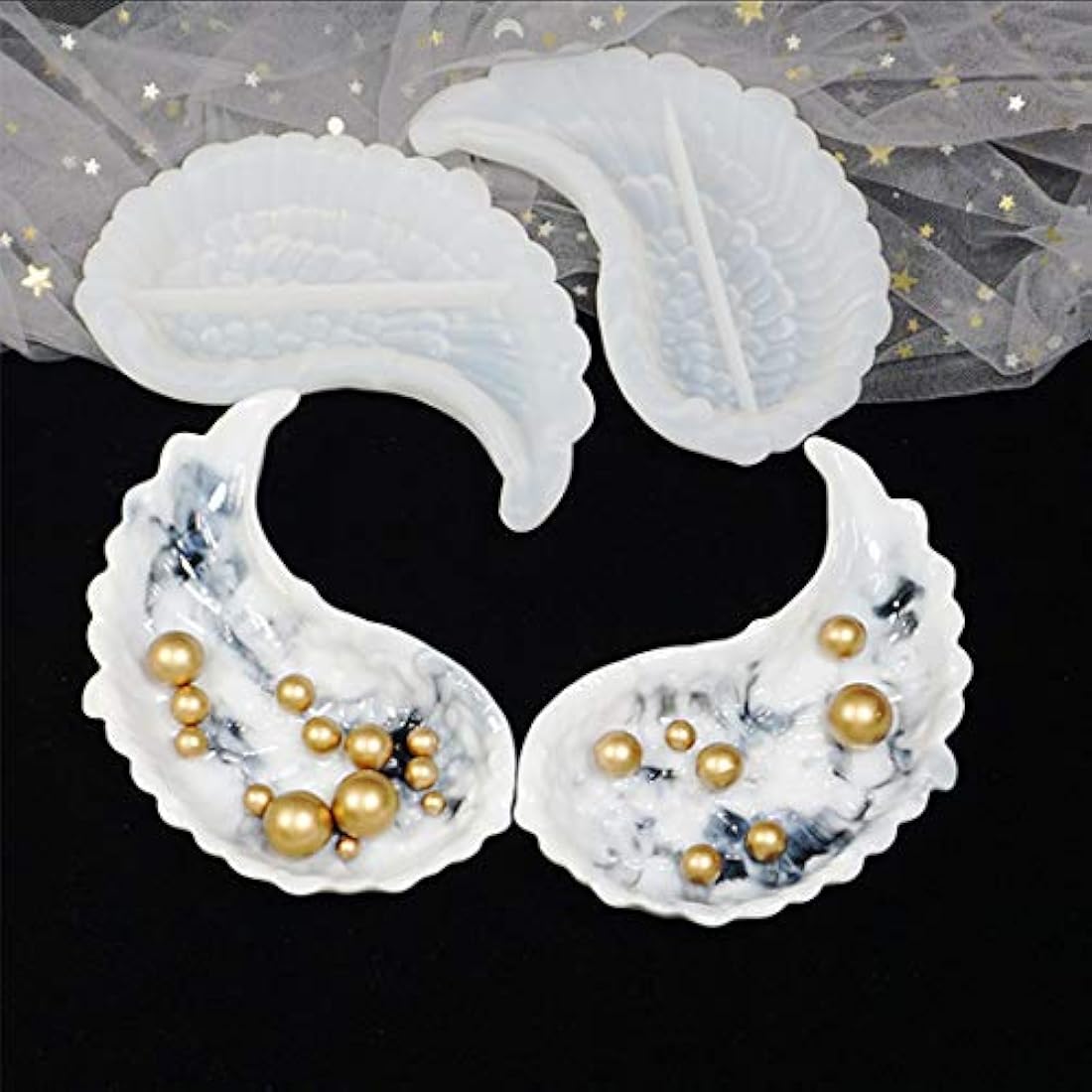 iSuperb 1 par de moldes de resina para almacenamiento de moldes de silicona creativos epoxi, moldes de fundición para bricolaje, placas de almacenamiento, manualidades