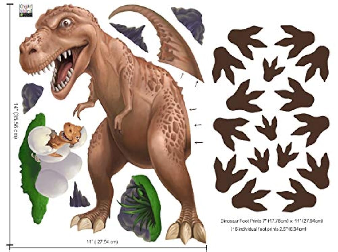Dinosaurio T-Rex Daddy n Baby Footprints Vinilos decorativos