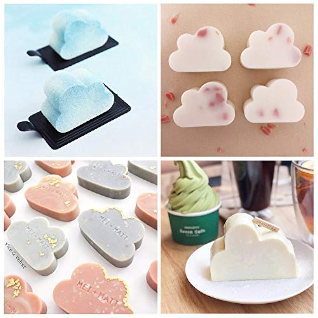 MoldFun Cloud Moldes de silicona para chocolate, caramelo, gelatina, gelatina, gelatina, gelatina, molde para tartas, jabón, bomba, baño, cera, fundida, yeso, bandeja de cubitos de hielo