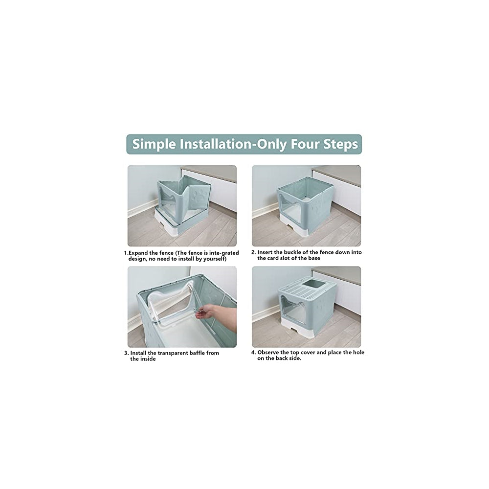 Caja de arena plegable para gatos con tapa, orinal cerrado