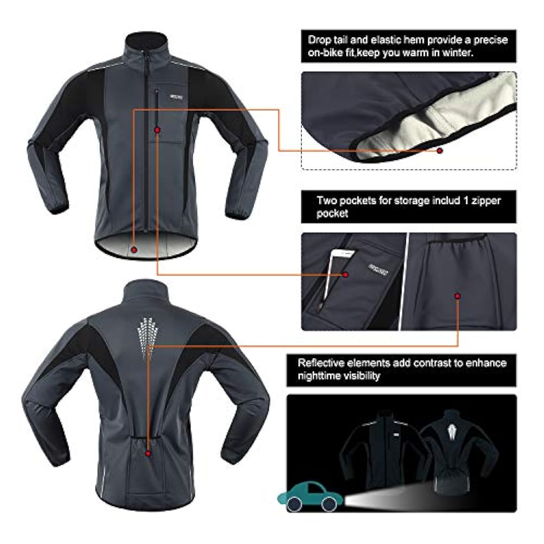 ARSUXEO - Chaqueta térmica para ciclismo