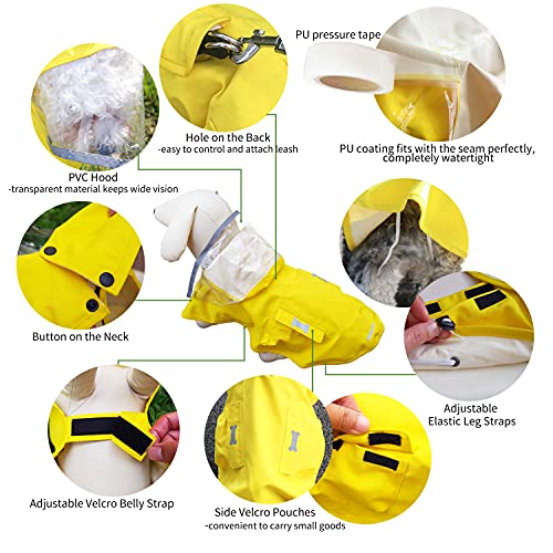 Impermeable impermeable para perro, ajustable, reflectante ligero, ropa de lluvia para mascotas con capucha poncho