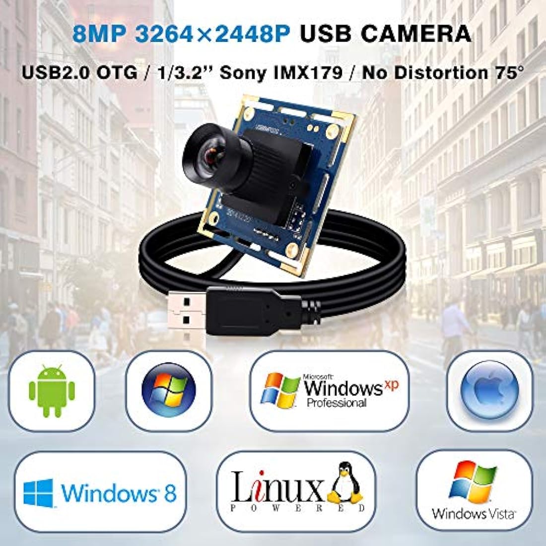 Cámara web USB- Android Mini cámaras web de 8 megapíxeles