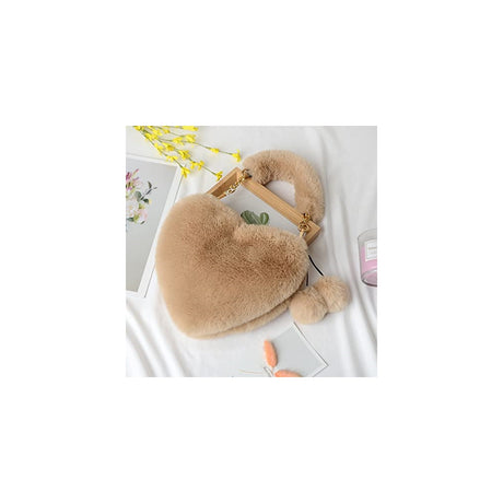 Bolsos peludo para niñas con forma de corazón esponjoso