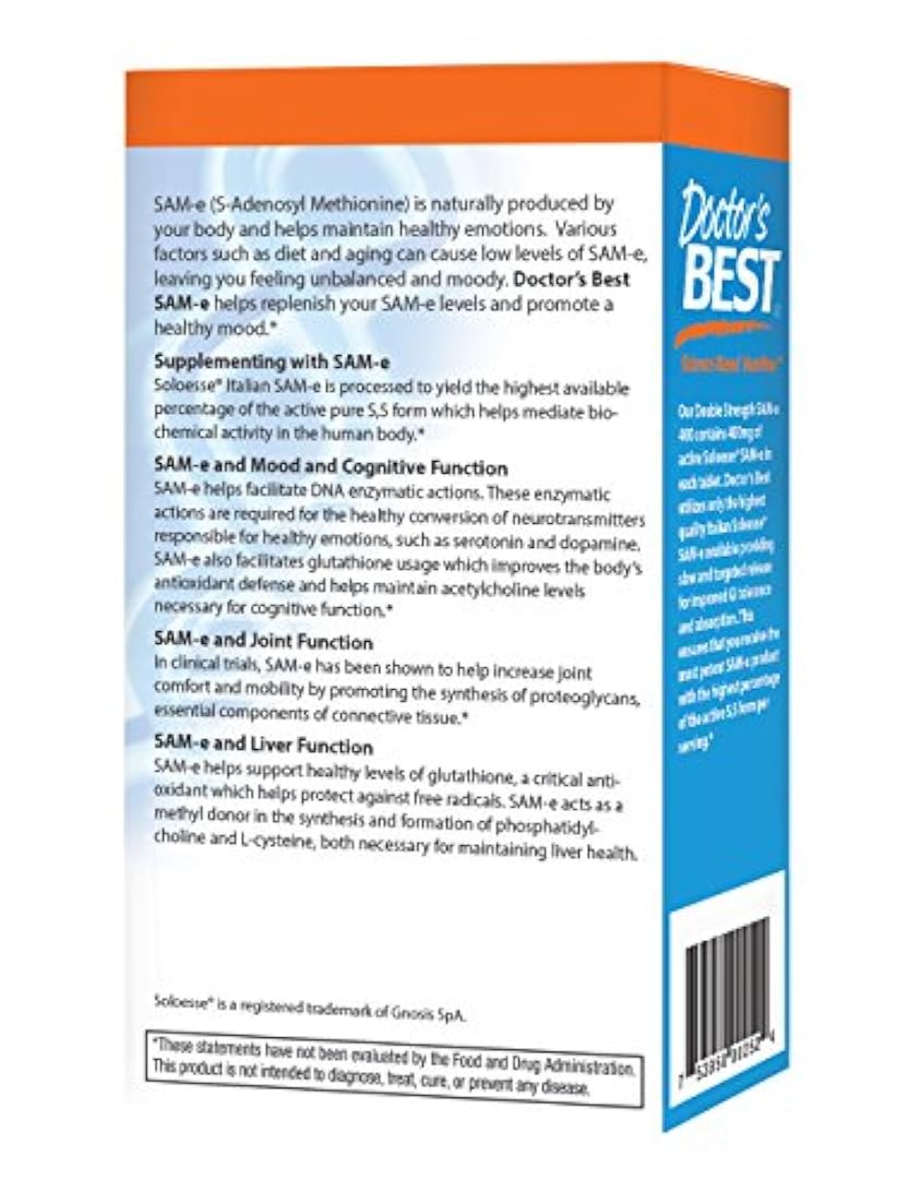 Suplemento dietario Doctor's Best SAM-e 0.014 oz