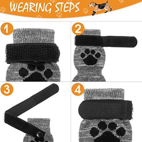 KOOLTAIL Calcetines antideslizantes para perro – Botas impermeables para perros al aire libre con protector de patas con correa de control de tracción para suelos de madera dura