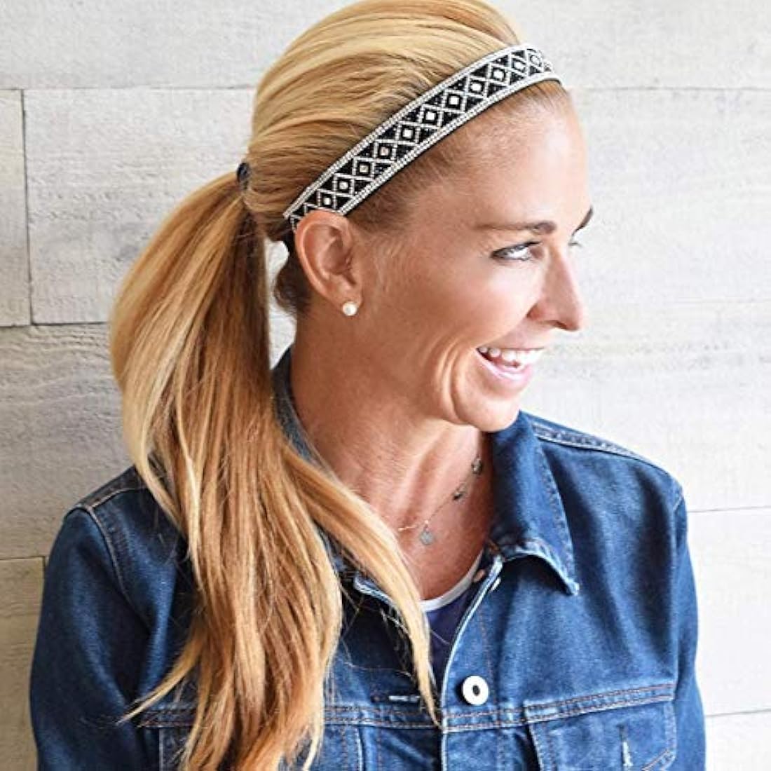 Sweaty Bands-Diadema para mujer y niña,color plateado /negro