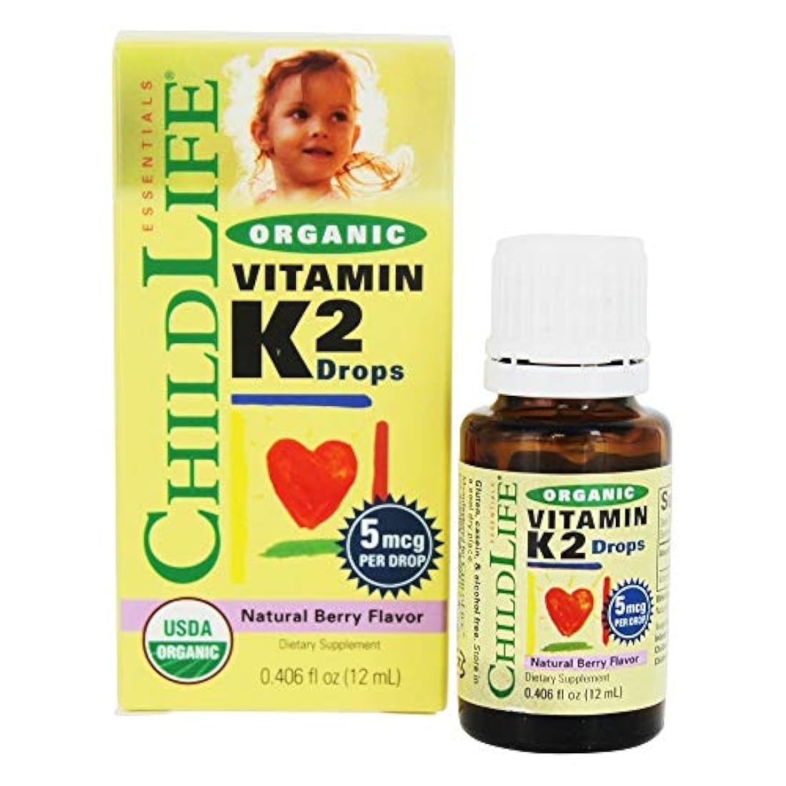 Botella de cristal de bayas naturales de vitamina K2 orgánico, 0,95 libras