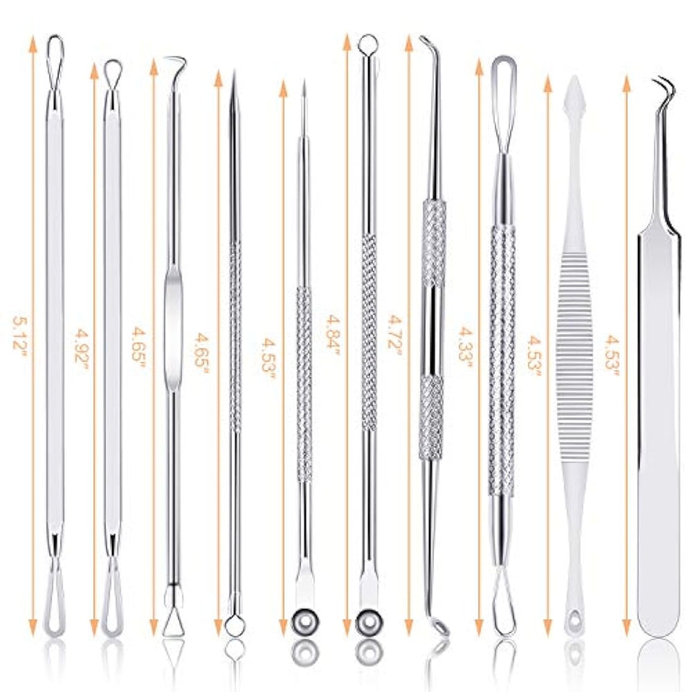 Kit de herramientas para removedor espinillas, 10 unidades, herramienta extractora de espinillas, kit de acné para puntos negros, puntos blancos, eliminación de zit