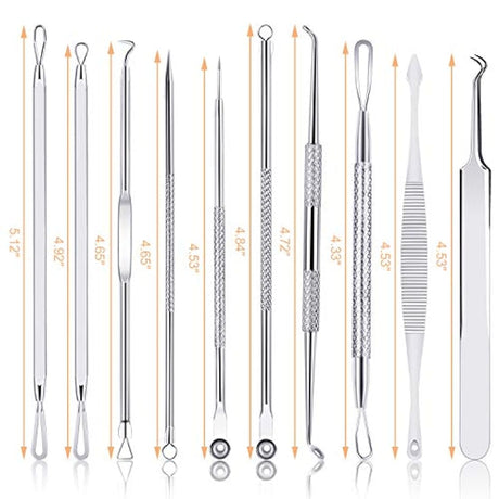 Kit de herramientas para removedor espinillas, 10 unidades, herramienta extractora de espinillas, kit de acné para puntos negros, puntos blancos, eliminación de zit