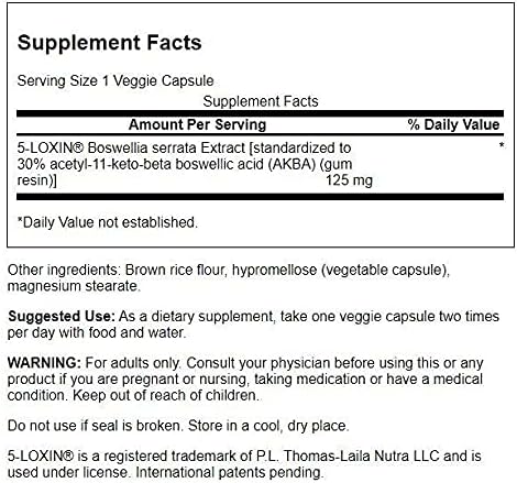Extracto de Boswellia Serrata 125 mg 60 Cápsulas Veganas