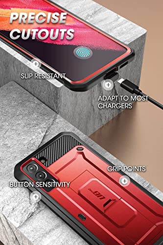 SUPCASE Unicorn Beetle Pro Series - Funda diseñada para Samsung Galaxy S21 FE (versión 2022), funda resistente de doble capa y funda de soporte con protector de pantalla integrado (rojizo)