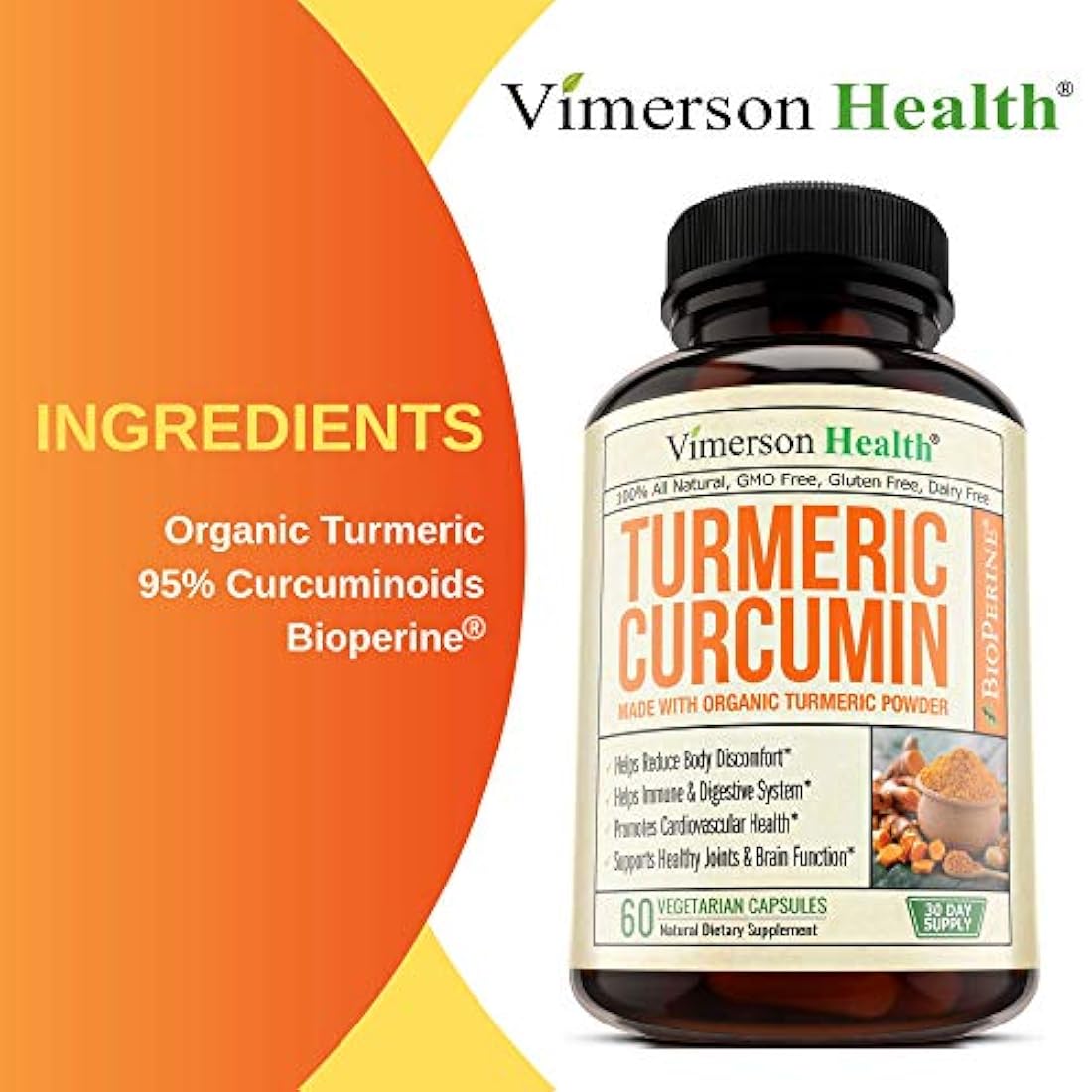 Suplemento de curcumina de cúrcuma.