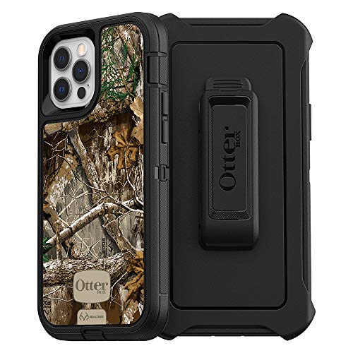 OTTERBOX DEFENDER SERIES - Carcasa para iPhone 12 y iPhone 12 Pro, diseño de borde real (negro/gráfico de borde realtree)