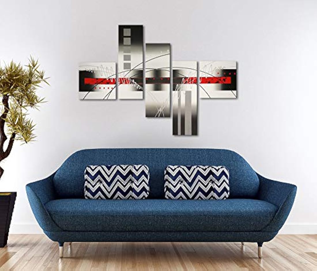 5 piezas arte moderno abstracto pintadas a mano en óleo