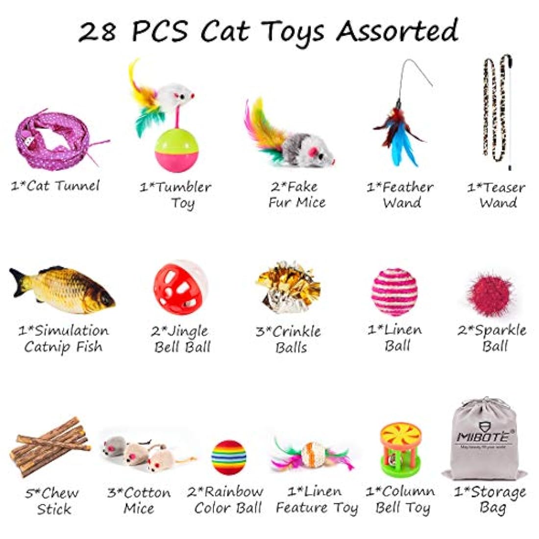 MIBOTE 24 piezas de juguetes para gato