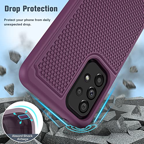 Funda para Samsung Galaxy A53 5G (Galaxy A53 5G UW): funda protectora de doble capa resistente a prueba de golpes, resistente con parte trasera texturizada antideslizante, protección militar, 6.5 pulgadas (color morado burdeo)