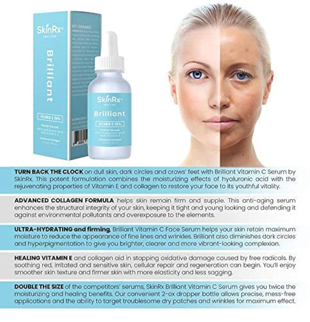 Sérum facial de vitamina C brillante con ácido hialurónico