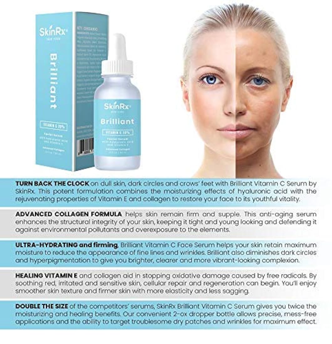 Sérum facial de vitamina C brillante con ácido hialurónico