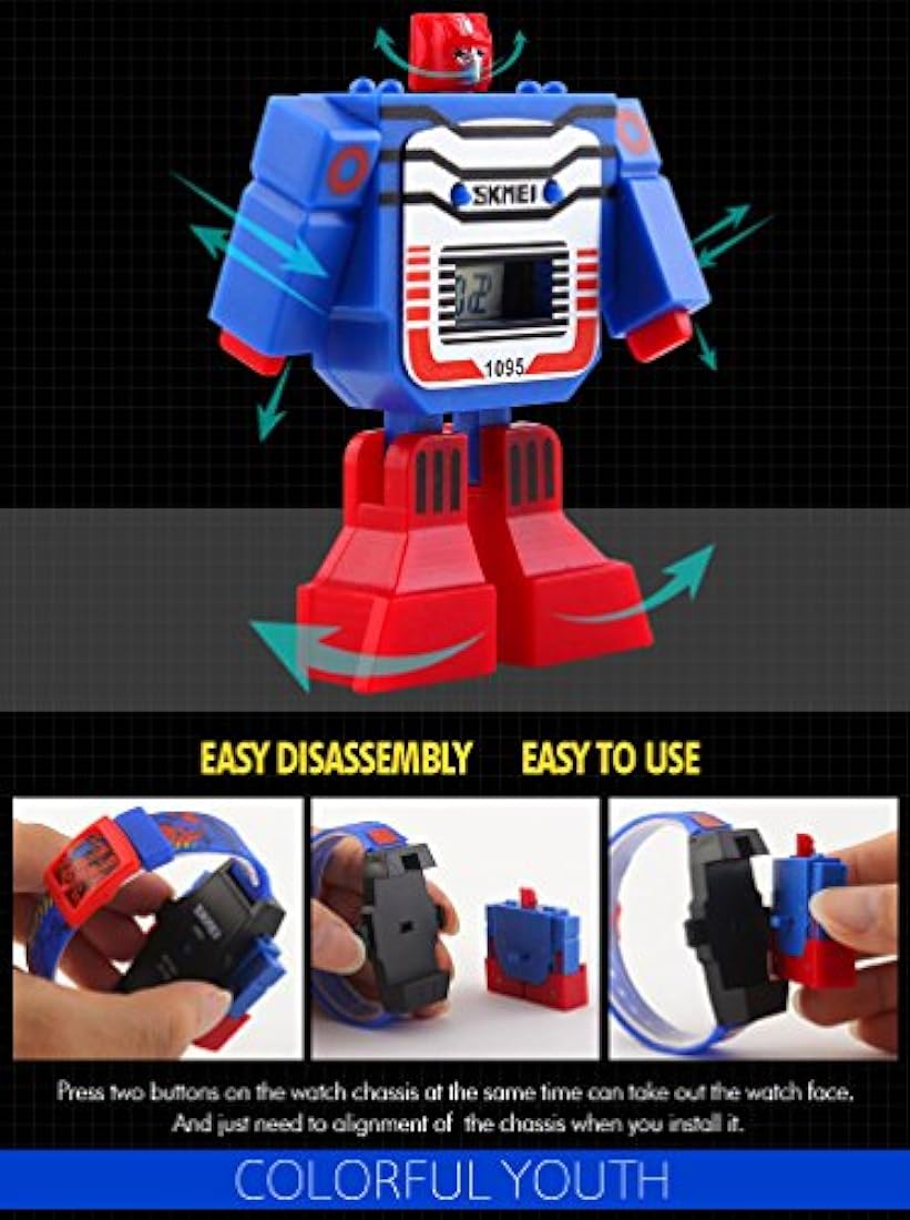 fanmis Kids Cartoon Digital LED deportes Robot Transformació