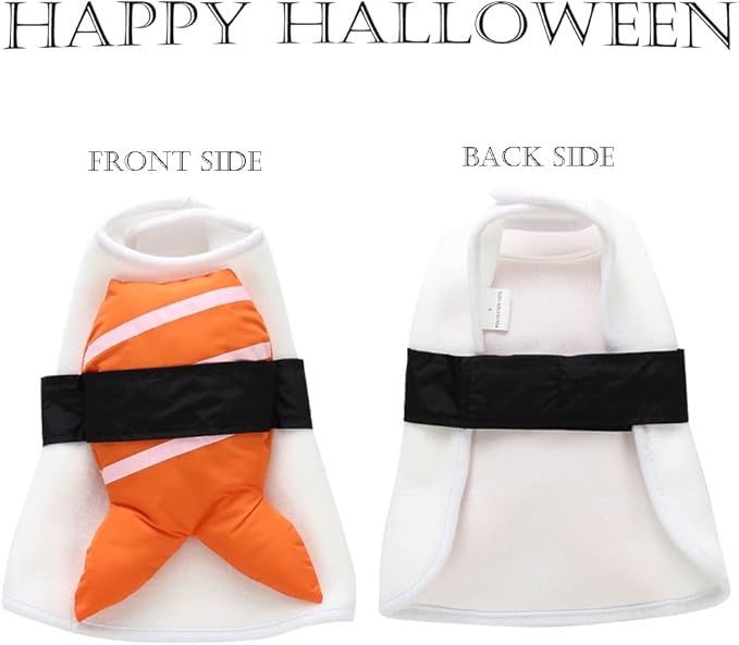 Disfraz de sushi para perro, disfraz de mascota de Halloween, divertido disfraz de perro de comida de Halloween, vestido de moda para cachorros, perros pequeños, medianos y grandes, accesorios para fotos