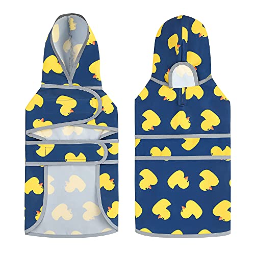 Chubasquero para perro con capucha y orificio para correa, correa ajustable para el vientre, tiras reflectantes, poncho ligero y resbaladizo para perros y cachorros pequeños, medianos y grandes