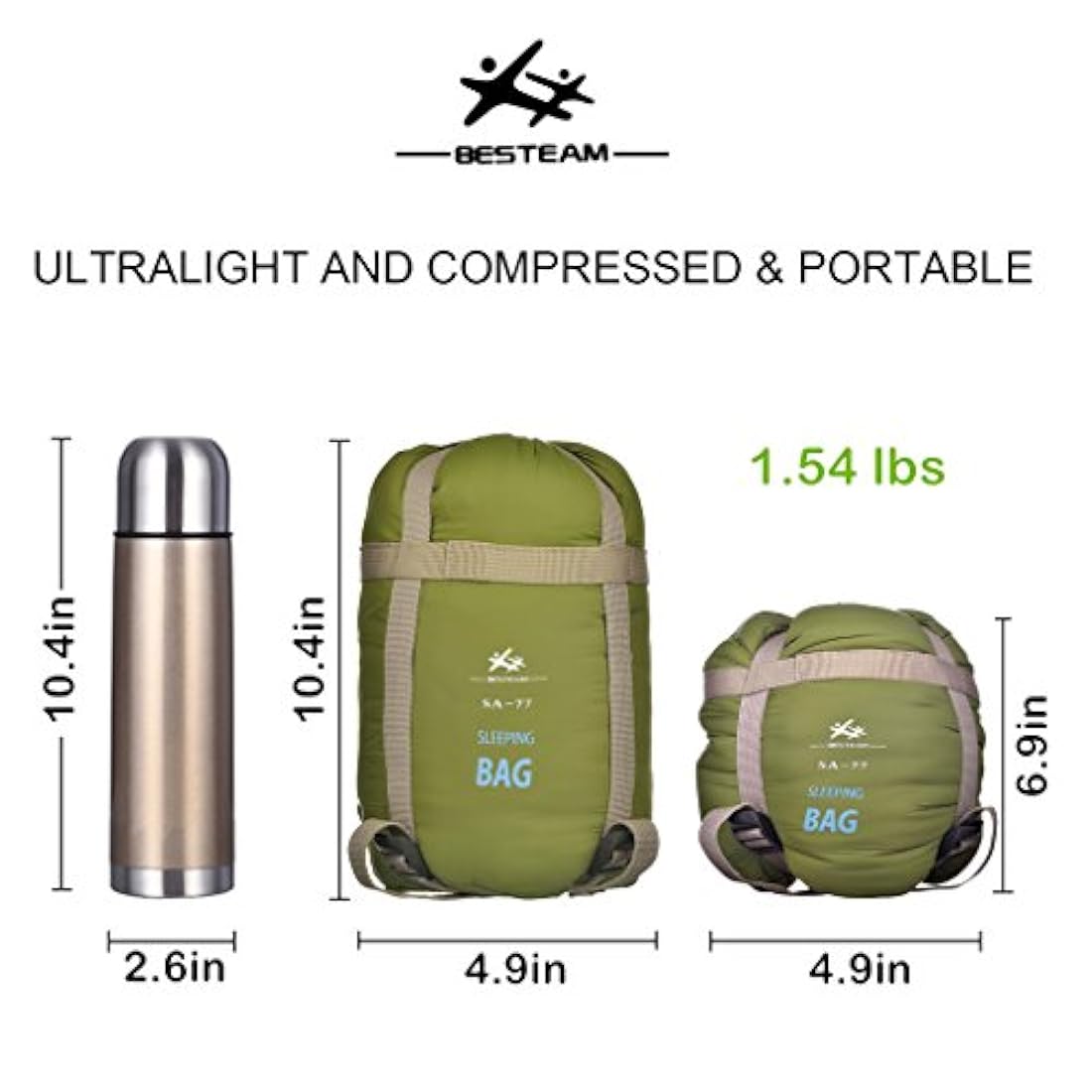Saco de dormir ultraligero con sobre, al aire libre, mochila