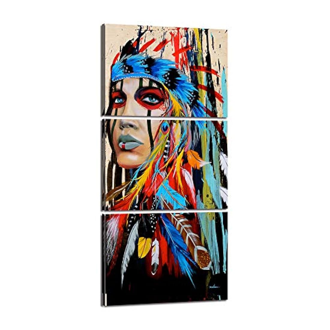 Yatsen Bridge Wolf - Pintura india americana 3 piezas