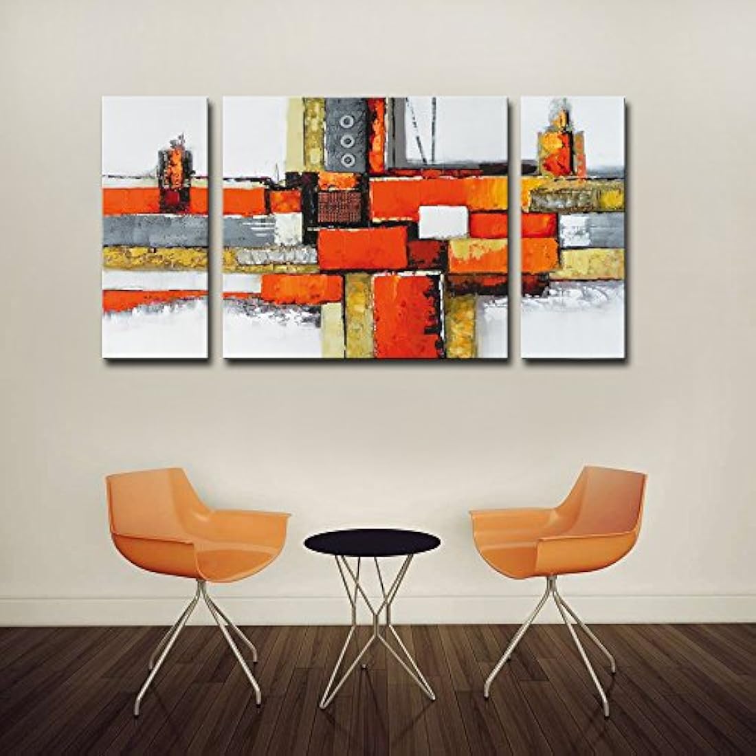 3 paneles pintados a mano al óleo abstractas