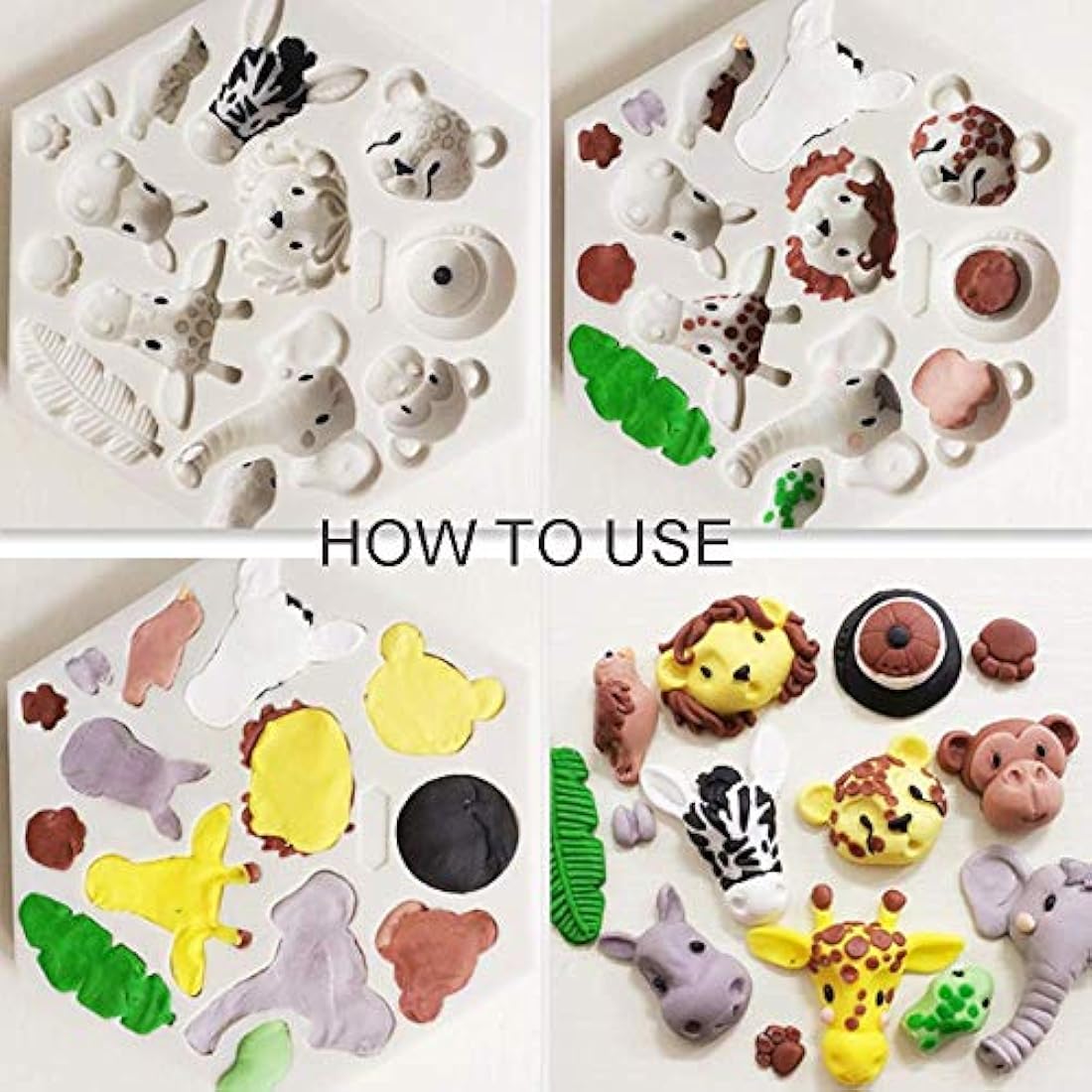 Moldes Juego de 9 moldes para fondant diseño de safari