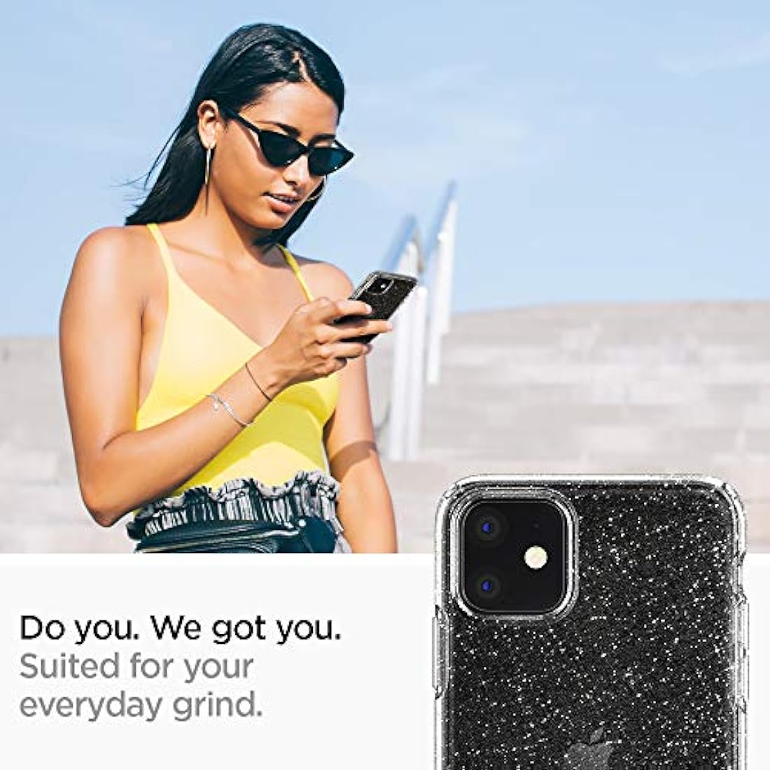 Funda de cristal líquido con brillo diseñada para iPhone 11