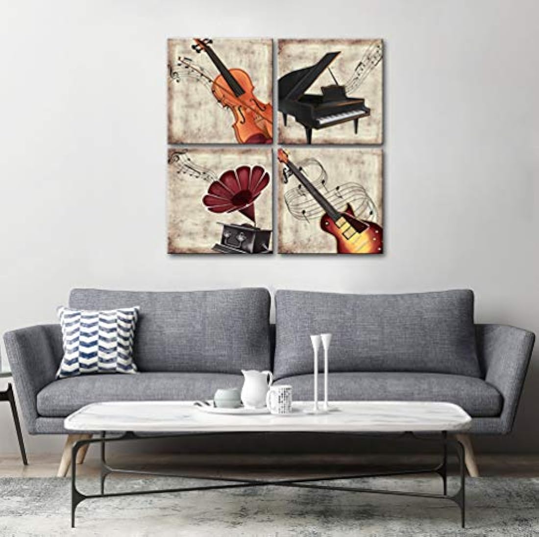 LoveHouse - 4 paneles de arte musical para pared